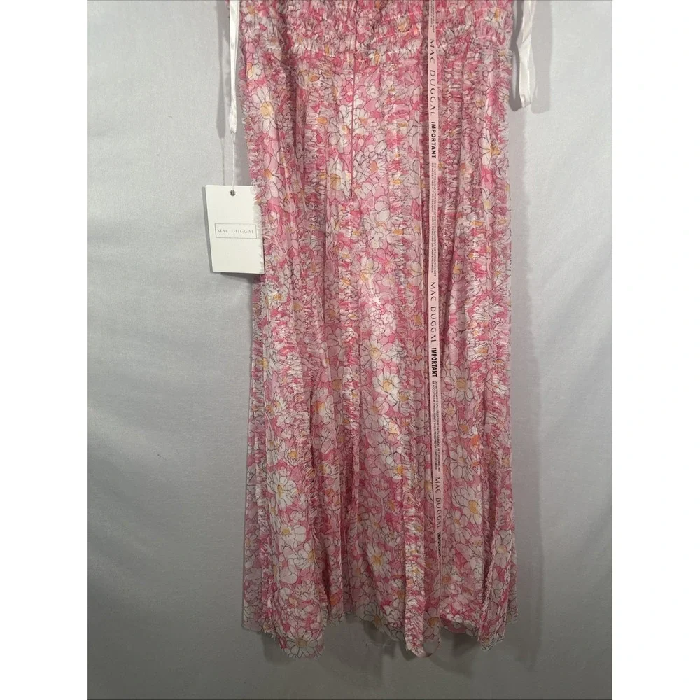 NWT Mac Duggal [ 12 ] 8012 Floral V-Neck Floral A line Midi Dress In Pink #S1938 - Picture 16 of 16